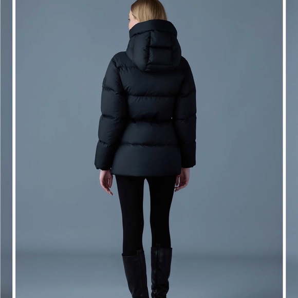 Mackage Women's Black Hooded Puffer Jacket with Drawstring Waist - Picture 4 of 8